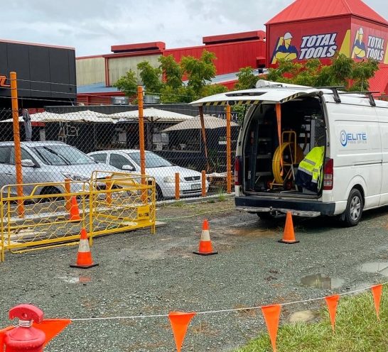 Elite Van Parked Outside A Building — Fibre Optic Installation in Brisbane, QLD